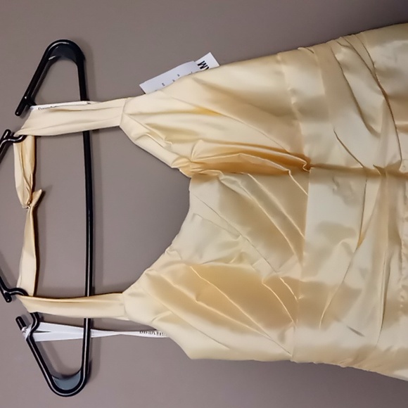 David's Bridal Canary Yellow Halter Dress Size 14 NWT - Picture 3 of 11